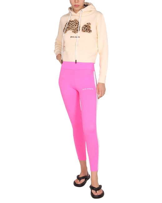 Slacks and Chinos Slacks and Chinos Palm Angels Trousers Palm Angels Synthetic Logo Jersey leggings in Pink Womens Trousers 