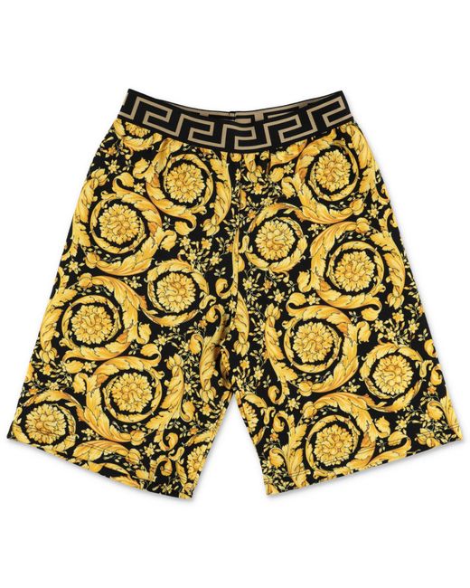 Versace Cotton Shorts Barocca In Felpa Di Cotone in Yellow for Men | Lyst