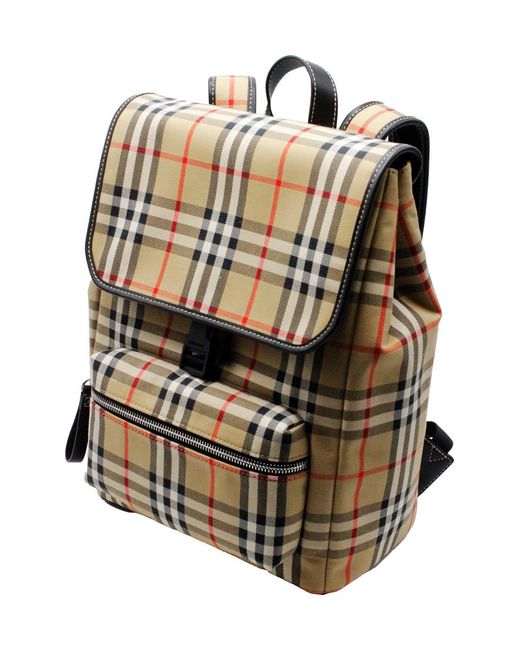 Burberry Backpack In Organic Cotton Fabric With Vintage Check in Natural |  Lyst