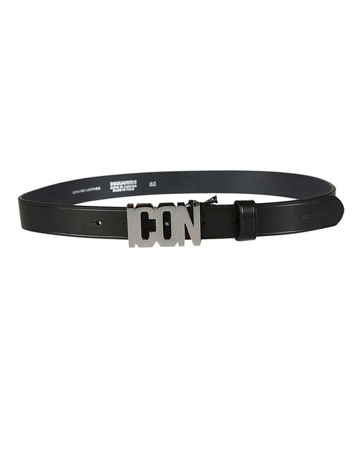 DSquared² Leather Icon Logo Buckled Belt - Women in Black - Lyst