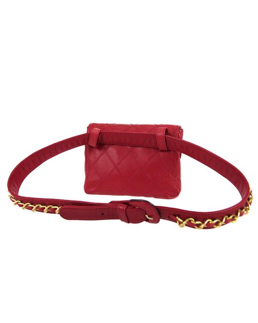 Chanel 1980s Cosmoline Belt Bag Red Lambskin #80