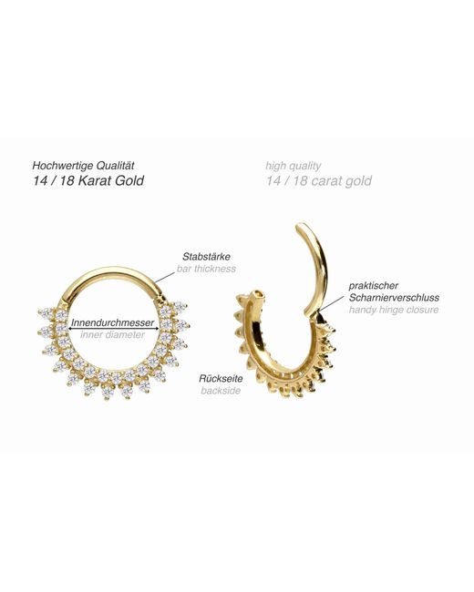 PIERCINGLINE Black 14/18 Karat Segmentring Clicker Eingefasste