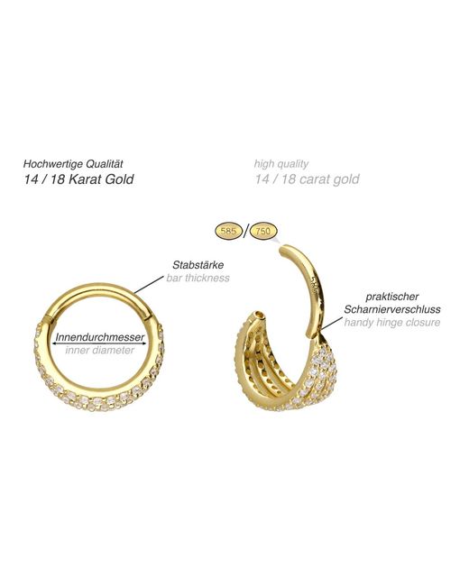 PIERCINGLINE Black 14/18 Karat Segmentring Clicker Eingefasste