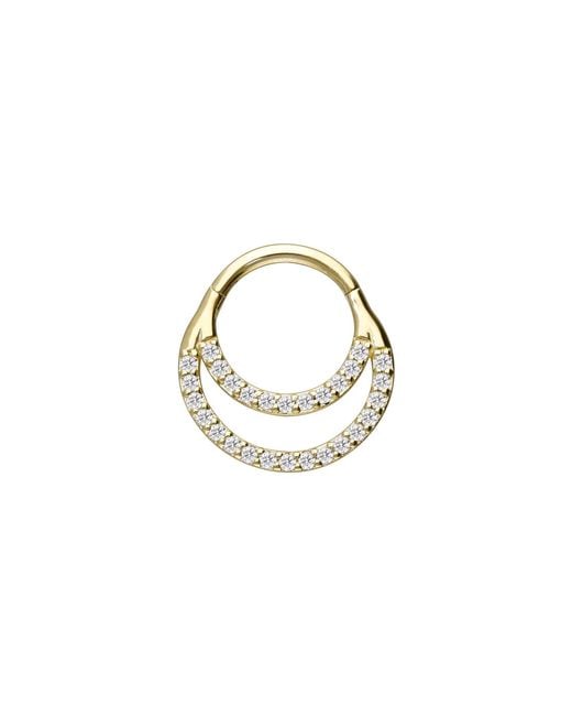 PIERCINGLINE Black 14/18 Karat Segmentring Clicker Eingefasste