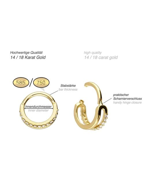PIERCINGLINE Black 14/18 Karat Segmentring Clicker Eingefasste