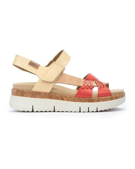 Pikolinos Leather Wedge Sandals Palma W4n in Natural | Lyst