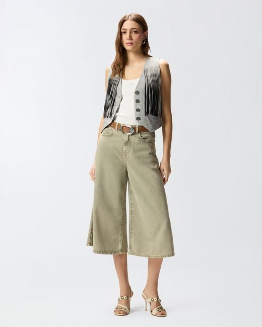 Pinko Natural Long Denim Bermuda Shorts
