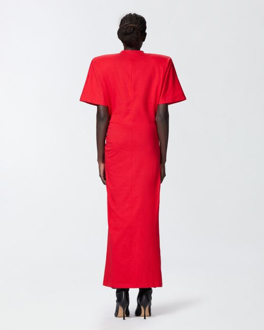 Pinko Red Long T-shirt Dress With Padded Shoulders