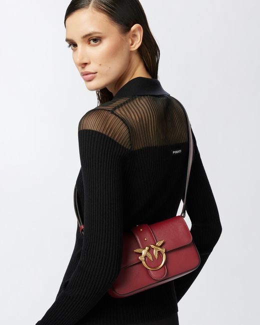 Pinko Mini Love Bag Soft Shoulder Bag In Leather in Red | Lyst