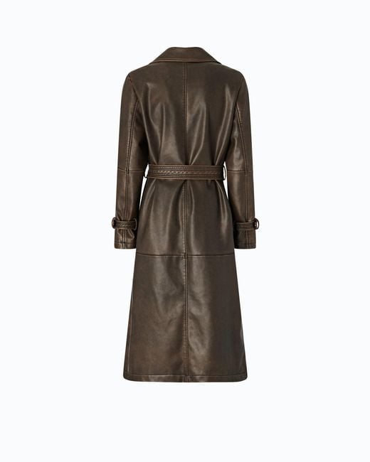 Pinko Brown Vintage-Effect Trench Coat With Belt