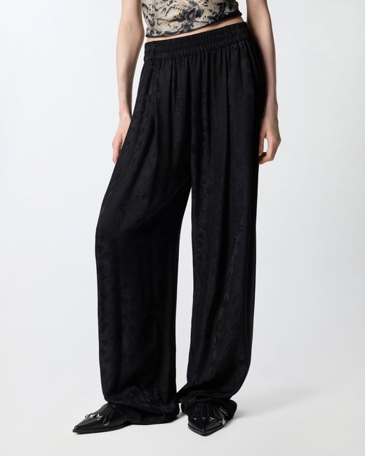 Pinko Black Floral Jacquard Trousers