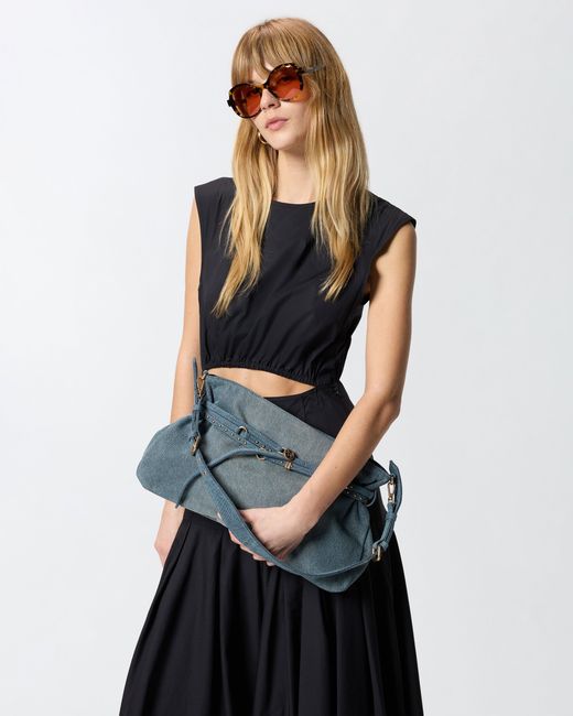 Pinko Blue Belt Bag Big Large Shoulder Bag