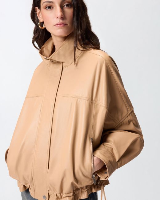 Pinko Natural Nappa Leather Blouson Jacket