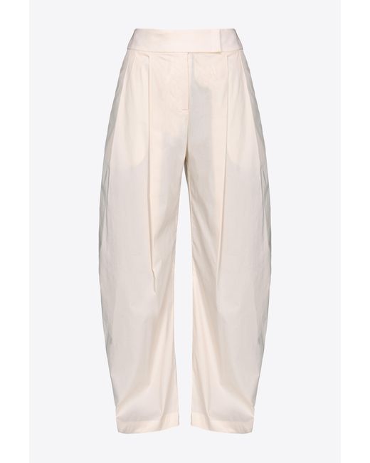 Pinko White Wide-leg Technical Poplin Trousers