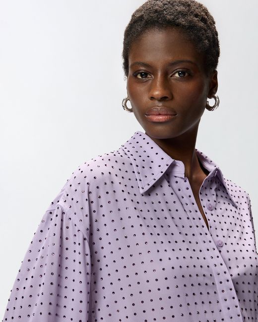 Pinko Purple Rhinestoned Georgette Shirt