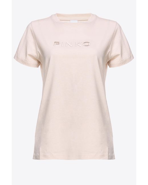Pinko Pink T-Shirt Logostickerei , Regentag
