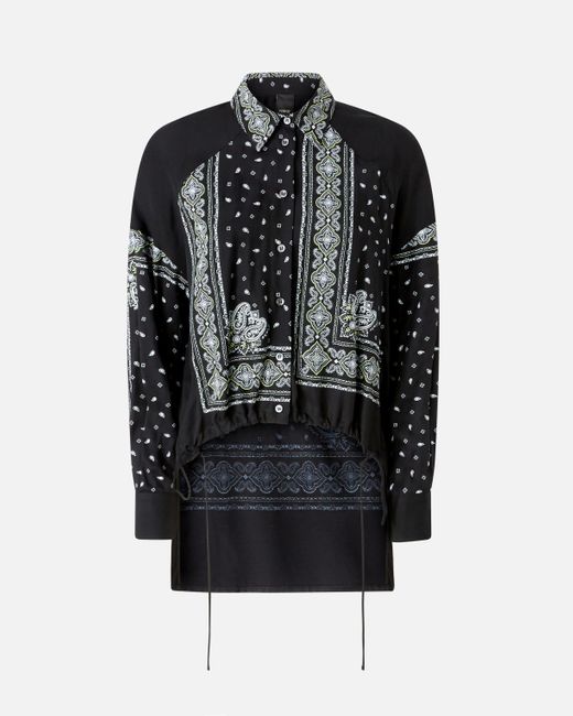 Camisa Asimétrica Con Estampado De Bandana Pinko de color Black