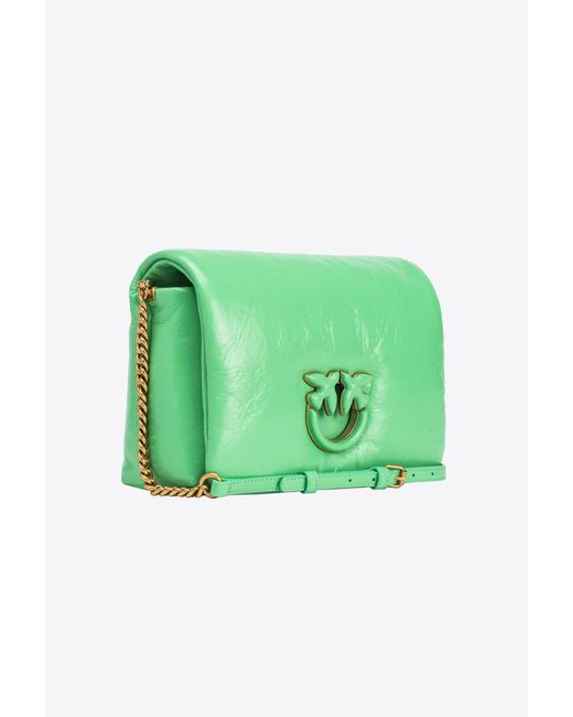 Pinko Green Classic Love Bag Click Puff In Soft Naplak