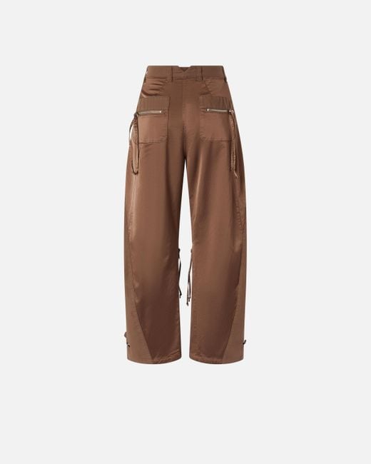 Pantalon P-Pants En Gabardine Et Satin Avec Fermetures Zippées, Marron Pinko en coloris Brown