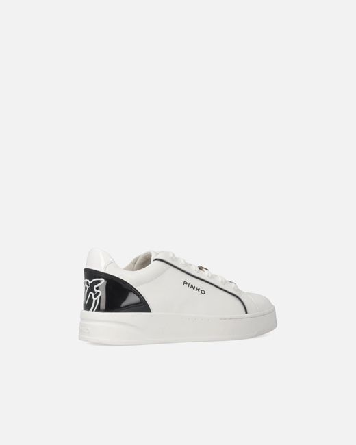 Pinko White Leather Sneakers With Logo