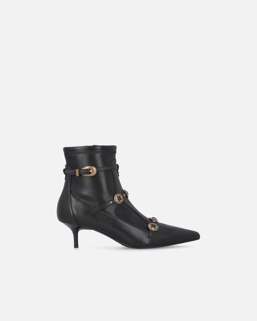 Pinko White Boots With Straps And Jewel Studs
