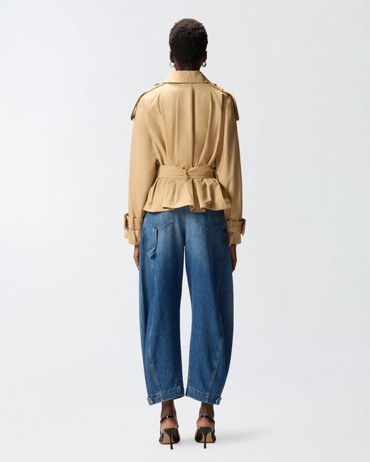 Pinko Natural Short Cotton Trench Coat With Belt