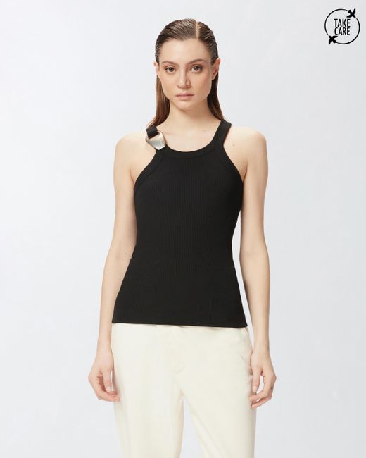 Top Sin Mangas De Canalé Con Hebilla Reimagine X Patrick Mcdowell Pinko de color Black