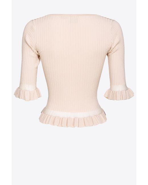 Pinko Pink Ribbed Sweater With Ruching
