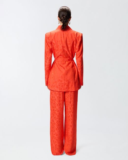 Pinko Red Floral Jacquard Kimono Jacket