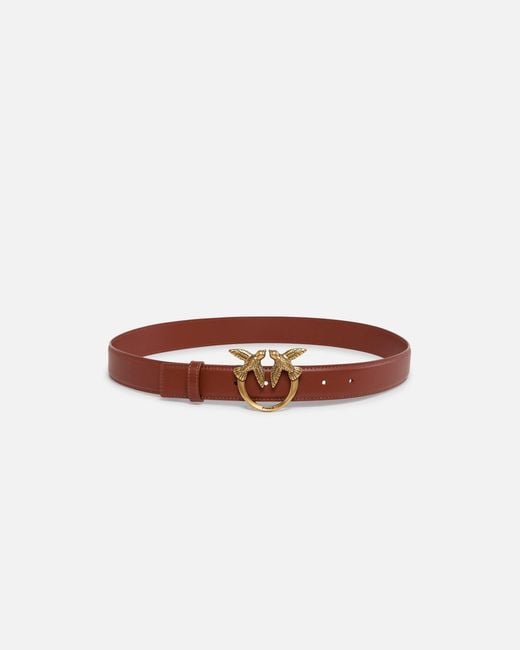 Pinko White Love Birds Leather Belt 3Cm