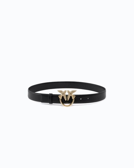 Pinko White Leather Belt With Love Birds Jewel Buckle, 2.5 Cm