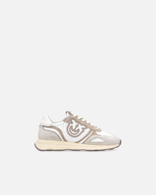 Pinko White Suede Sneakers With Logo