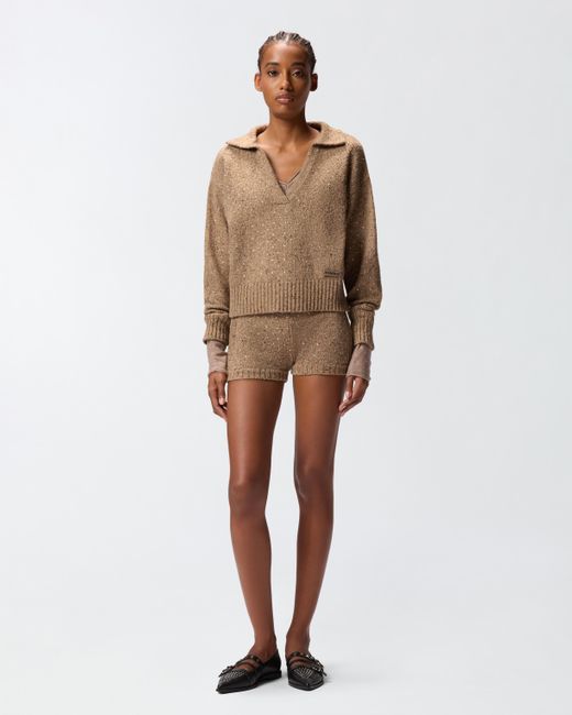 Maglia Con Scollo A V E Paillettes di Pinko in Natural