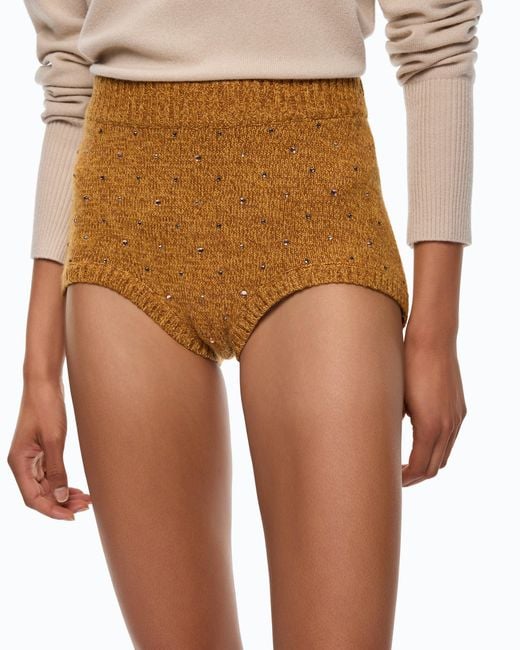 Pinko White Fully Rhinestoned Wool-Blend Shorts