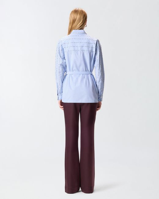 Pinko Blue Striped Shirt With Jewel Embellishment