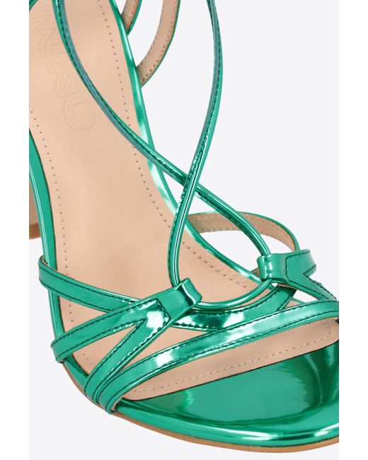 Pinko Green Laminated Mirror-effect Sandals