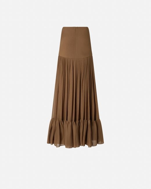 Falda Larga Con Volantes De Georgette De Viscosa Pinko de color Natural