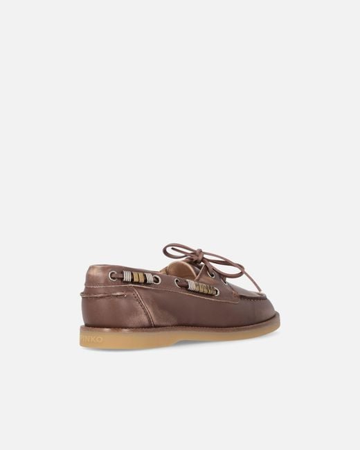 Pinko White Leather Moccasins With Jewel Details