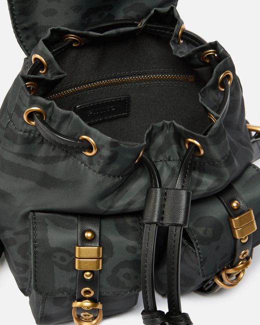 Pinko Black Small Nylon Backpack With Animal Print