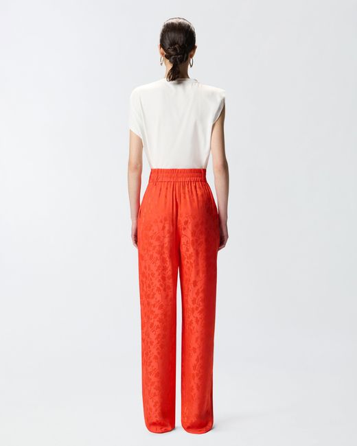 Pinko Red Floral Jacquard Trousers
