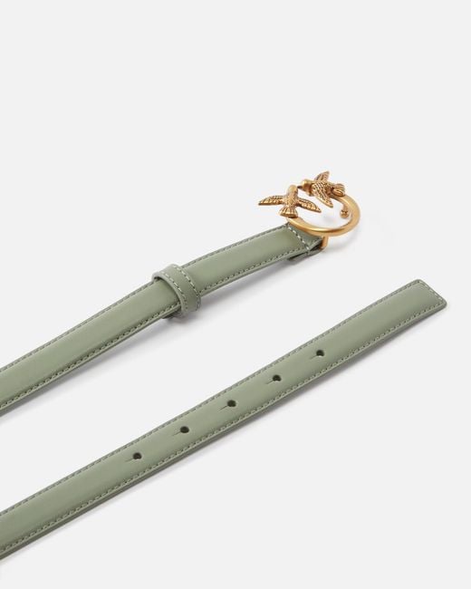 Pinko White Love Birds Thin Leather Belt 2Cm