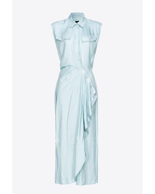 Pinko Blue Ärmelloses Hemdblusenkleid Mit Asymmetrischem Verschluss, Nebelgrau