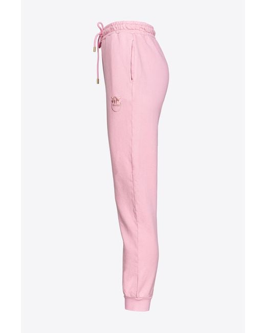 Pinko Pink Old-wash joggers With Embroidery