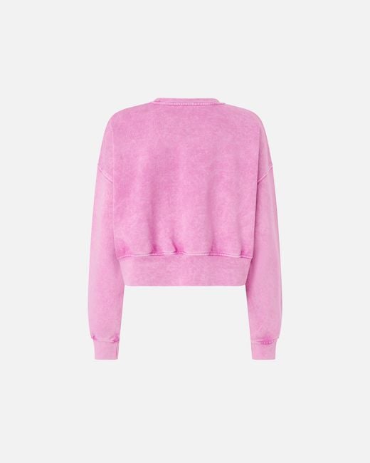 Pinko Pink Cropped Sweatshirt With Branded Label