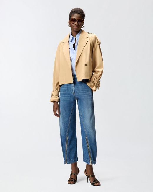 Pinko Natural Short Cotton Trench Coat With Belt