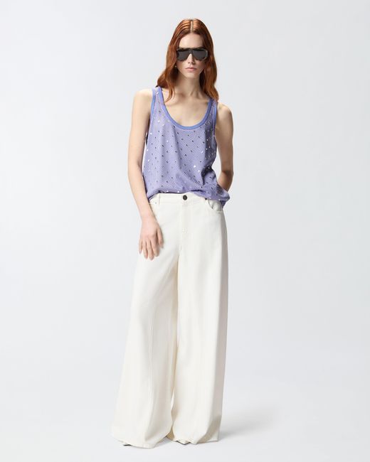 Pinko Purple Mesh Vest Top With Mirror Detail