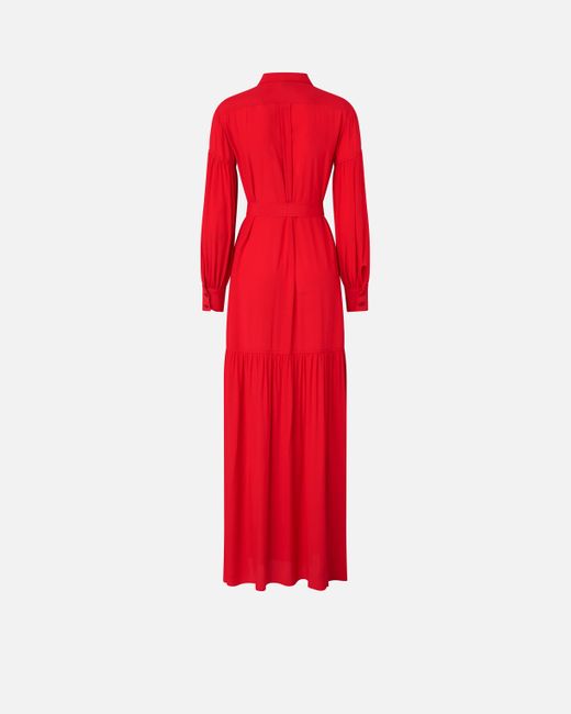 Pinko Red Long Belted Shirt Dress