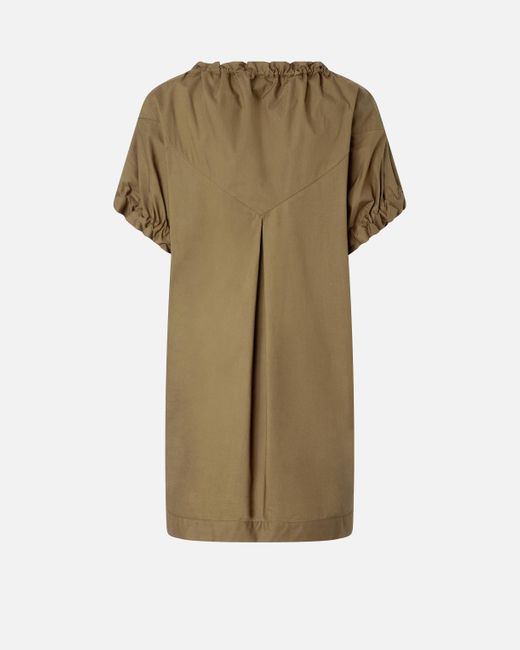 Robe Courte Froncée En Popeline Avec Boutons Pinko en coloris Green