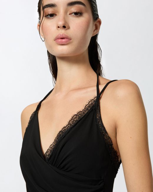 Pinko Black Lightweight Mini Dress With Lace