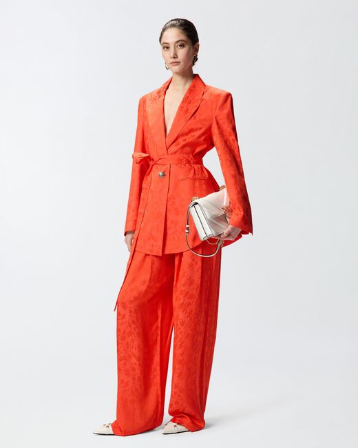 Pinko Red Floral Jacquard Kimono Jacket